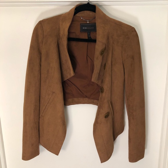 BCBG MaxAzria Brown Faux Suede Cropped Jacket - Picture 1 of 3